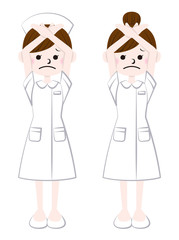 バツのジェスチャーをする看護師