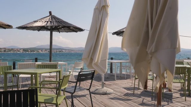 parasols and chairs at the croatian beach