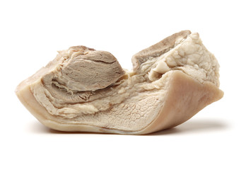 Boiled streaky pork on white background