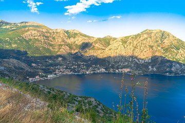 Obraz na płótnie Canvas View of Bay of Kotor on Mountain
