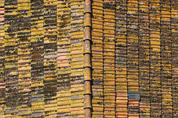 Background of a roof with old roof tiles