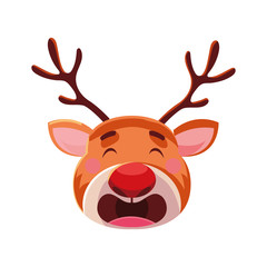 head of reindeer on white background