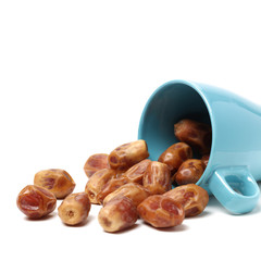 medjool dates on white background