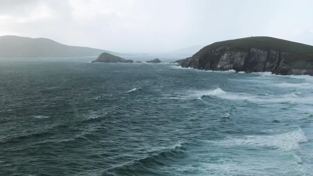 footage of the rocky coastline at Coumeenoule in the dingle peninsula on the southern coast of Ireland, a filming location of the star wars movies