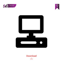 Outline Black computer icon vector isolated on white background. Popular icons for 2019 year. ui-kit-collection. Graphic design, mobile application, logo, user interface. EPS 10 format vector