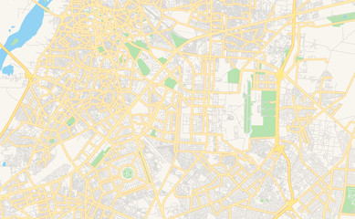 Fototapeta premium Printable street map of Lahore, Pakistan