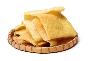 Crispy Pork Skin on white background
