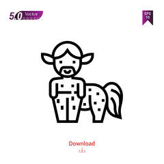 Outline centaur fantasy character icon isolated on white background. Popular icons for 2019 year. fantasy-character. Graphic design, mobile application, logo, user interface. EPS 10 format vector