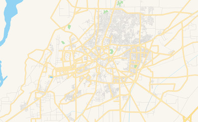 Fototapeta na wymiar Printable street map of Multan, Pakistan