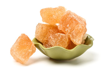 dark crystal sugar on white background