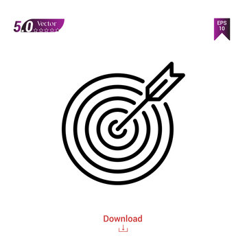 Outline Black bullseye  icon vector isolated on white background. management. Graphic design, mobile application, logo, user interface. EPS 10 format vector
