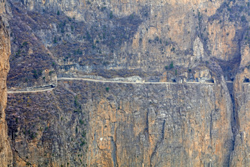 Fototapeta premium Kunshan hang wall highway, Lingchuan county, Shanxi province, China
