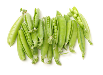 Fresh peas isolated on white background 