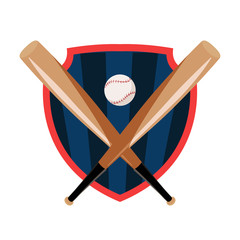 Crossed bats and ball flat vector illustration
