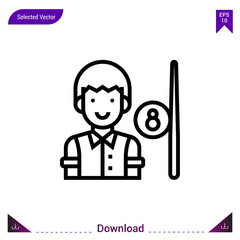 billiard vector icon. Best modern, simple, isolated,sport-avatar, flat icon for website design or mobile applications, UI / UX design vector format