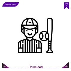 baseball vector icon. Best modern, simple, isolated,sport-avatar, flat icon for website design or mobile applications, UI / UX design vector format