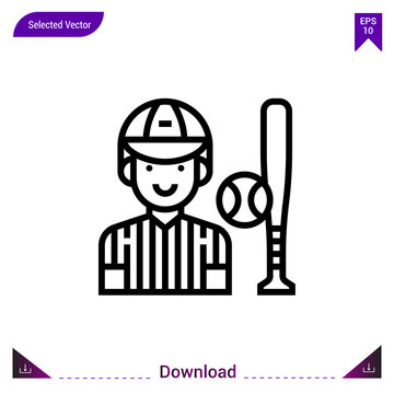 baseball vector icon. Best modern, simple, isolated,sport-avatar, flat icon for website design or mobile applications, UI / UX design vector format