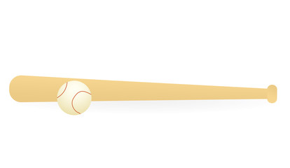 Vector illustration of a baseball bat and ball