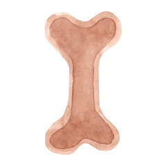 Hand drawn watercolor bone. Painted Illustration isolated on white background.