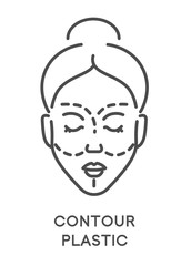 Contour plastic, woman beauty procedure or surgery, isolated icon