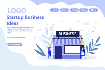 Start up and businesses online web page.Flat vector illustration isolated on white background. Can use for web banner, infographics, web page.