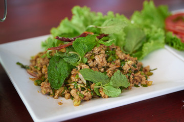 Thai Spicy minced meat salad