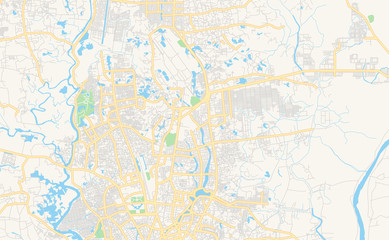 Fototapeta na wymiar Printable street map of Dhaka, Bangladesh