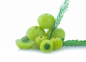 fresh indian gooseberry isolated on white background