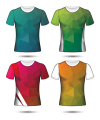  t-shirt templates abstract geometric collection of different colors polygonal mosaic