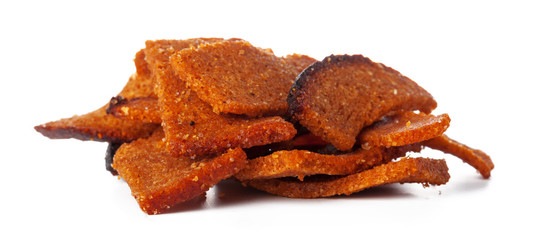 Crunchy bread snack isolated on white background