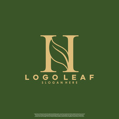 Letter H With Leaf Logo. Green leaf logo icon vector design. Landscape design, garden, Plant, nature and ecology vector. Editable file.