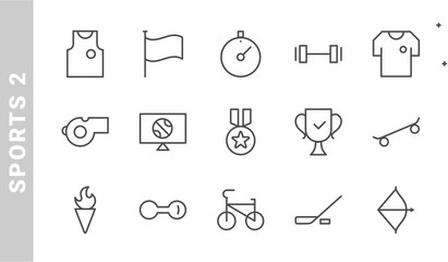 sports 2 icon set. Outline Style. each made in 64x64 pixel