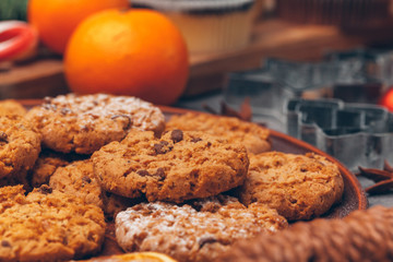 Beautiful composition of Christmas cooking of traditional holiday sweets