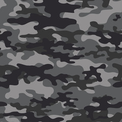 Gray camouflage seamless vector pattern for printing clothes, fabrics.
