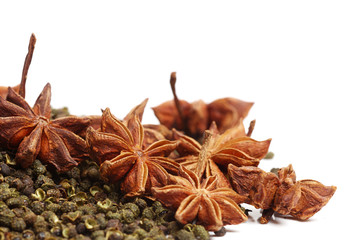 Dried Spices on the white background