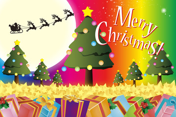 Background Wallpaper Vector Illustration Design Clip Art Free Size Happy Party Image Merry Christmas イラスト背景素材 メリークリスマスパーティー プレゼント 飾り 無料 虹色 レインボーカラー 贈り物 Wall Mural Tomo00