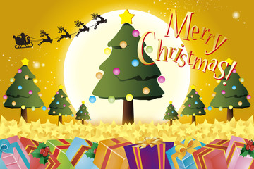 ベクターイラスト クリスマスカード クリスマスツリー もみの木 楽しいパーティー 飾り 無料素材 赤 Illustration Wall Mural Illustrati Tomo00