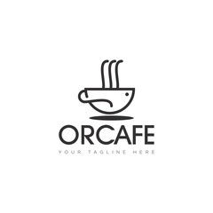 line art logo orcafe, with cup coffee vector
