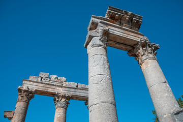 Ruins of Uzuncaburc Ancient City, marble columns