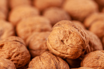 walnut on a wooden background
