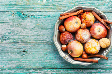 Baked apples on plate