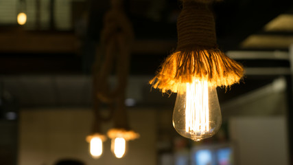 Tungsten light bulbs in restaurants