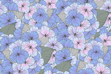 Seamless pattern of blue hydrangea flowers
