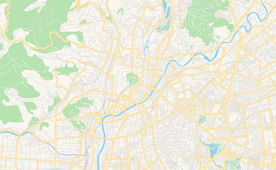 Printable street map of Kumamoto, Japan