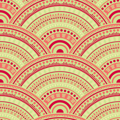 Ethnic circle shapes seamless geometric pattern.