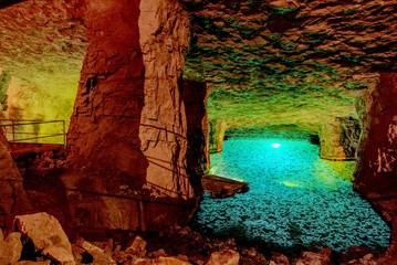 Underground lake in the shaft of an iron ore mine