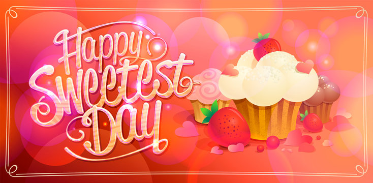 Happy sweetest day banner with sweets