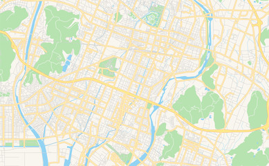 Fototapeta na wymiar Printable street map of Himeji, Japan