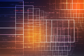 2d illustration Abstract futuristic electronic circuit technology background