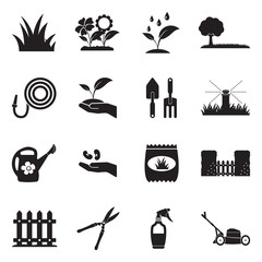 Lawn Icons. Black Flat Design. Vector Illustration. © andrej